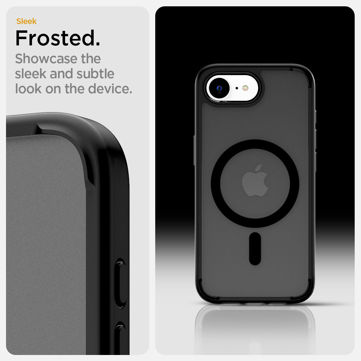 ACS09144 - iPhone 17e Case Ultra Hybrid (MagFit) in Frost Black showing the sleek frosted. Showcase the sleek and subtle look on the device