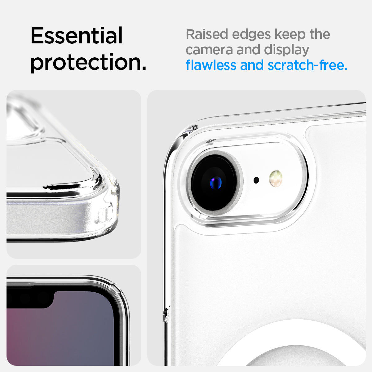 ACS09145 - iPhone 17e Case Ultra Hybrid (MagFit) in Frost White showing the essential protection. Raised edge keep the camera and display flawless and scratch-free