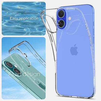 ACS08064 - iPhone 16 Plus Case Liquid Crystal in Crystal Clear easy application. fluid design.