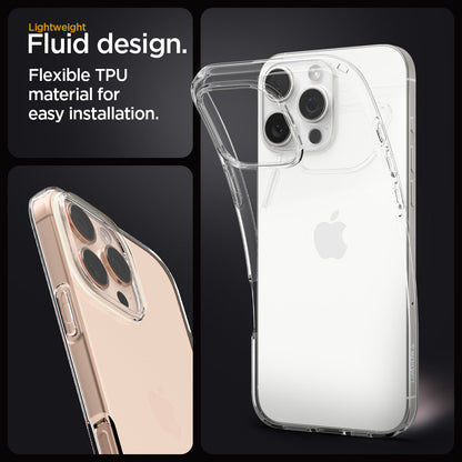 ACS08112 - iPhone 16 Pro Case Liquid Crystal in Crystal Clear lightweight fluid design. flexible TPU material for easy installation.