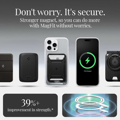 ACS08139 - iPhone 16 Pro Case Ultra Hybrid Classic (MagFit) in Classic Silver don't worry. It's secure. Stronger magnet, so you can do more with magfit without worries. 39%+ improvement in strength.