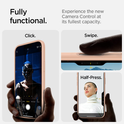 ACS09071 - iPhone 16 Pro Case Ultra Hybrid T (MagFit + Camera Control) in Frost Rose Titanium showing the fully functional, experience the new camera control at its fullest capacity, click, swipe and half-press