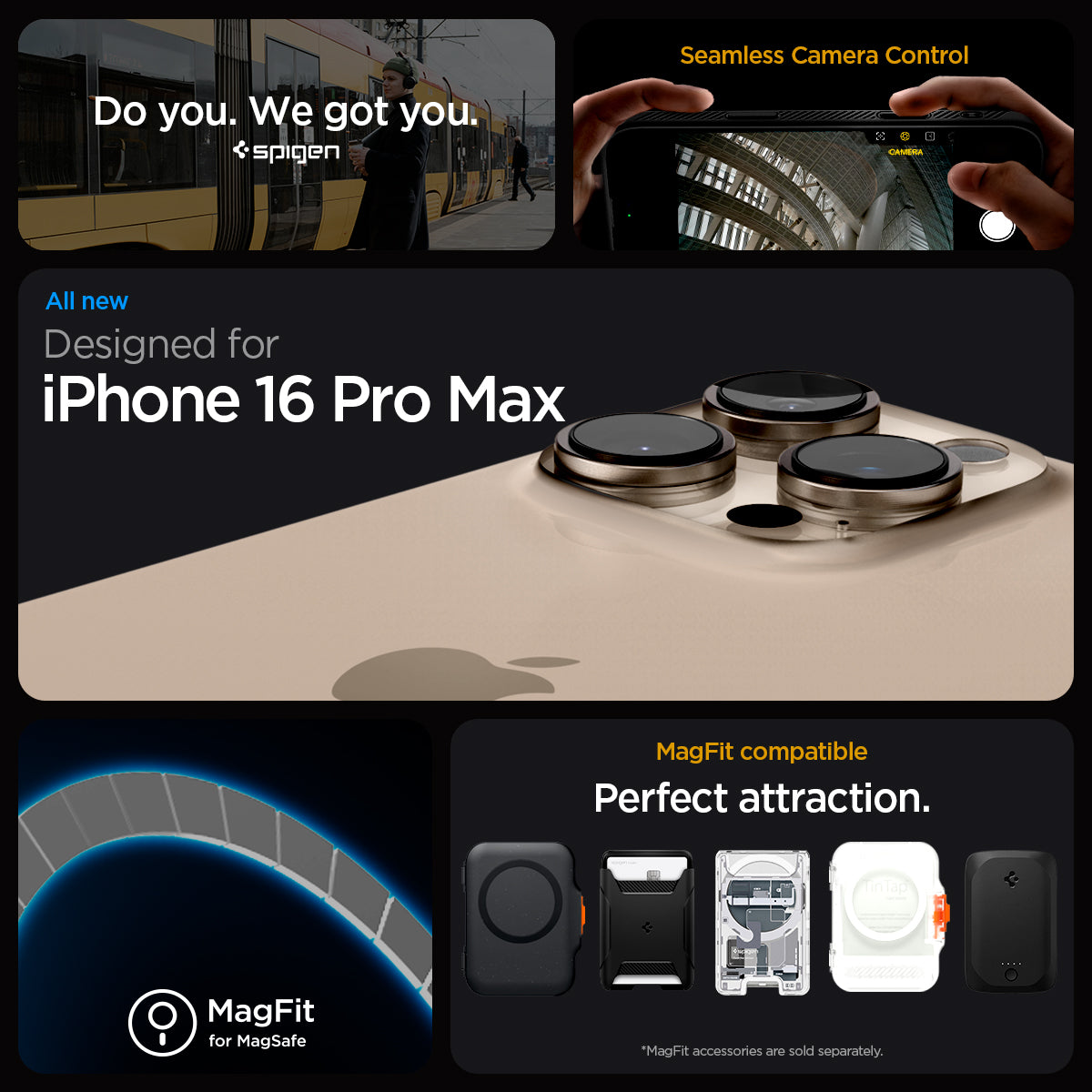 ACS09114 - iPhone 16 Pro Max Case Liquid Air T (MagFit + Camera Control) in Matte Black showing the seamless camera control and magfit compatible