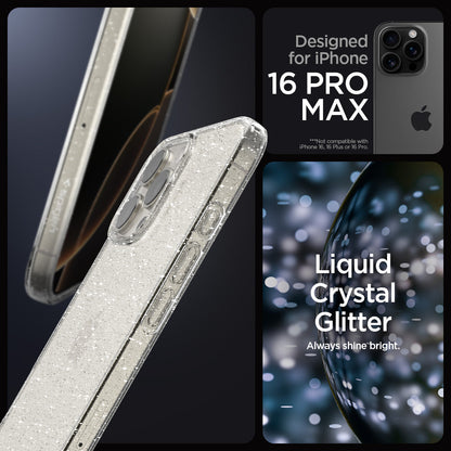 ACS07985 - iPhone 16 Pro Max Case Liquid Crystal Glitter in Crystal Quartz designed for iPhone 16 pro max. liquid crystal glitter. always shine bright.