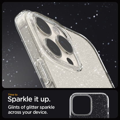 ACS07985 - iPhone 16 Pro Max Case Liquid Crystal Glitter in Crystal Quartz time to sparkle it up. glints of glitter sparkle across your device.
