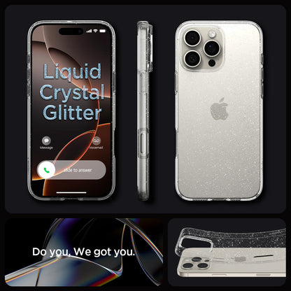 ACS07985 - iPhone 16 Pro Max Case Liquid Crystal Glitter in Crystal Quartz liquid crystal glitter. do you. we got you.