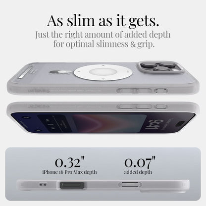 ACS08006 - iPhone 16 Pro Max Case Ultra Hybrid Classic (MagFit) in Classic Silver as alim as it gets. just the right amount of added depth for optimal slimness & grip. 0.32" iPhone 16 pr max depth. 0.07" added depth.