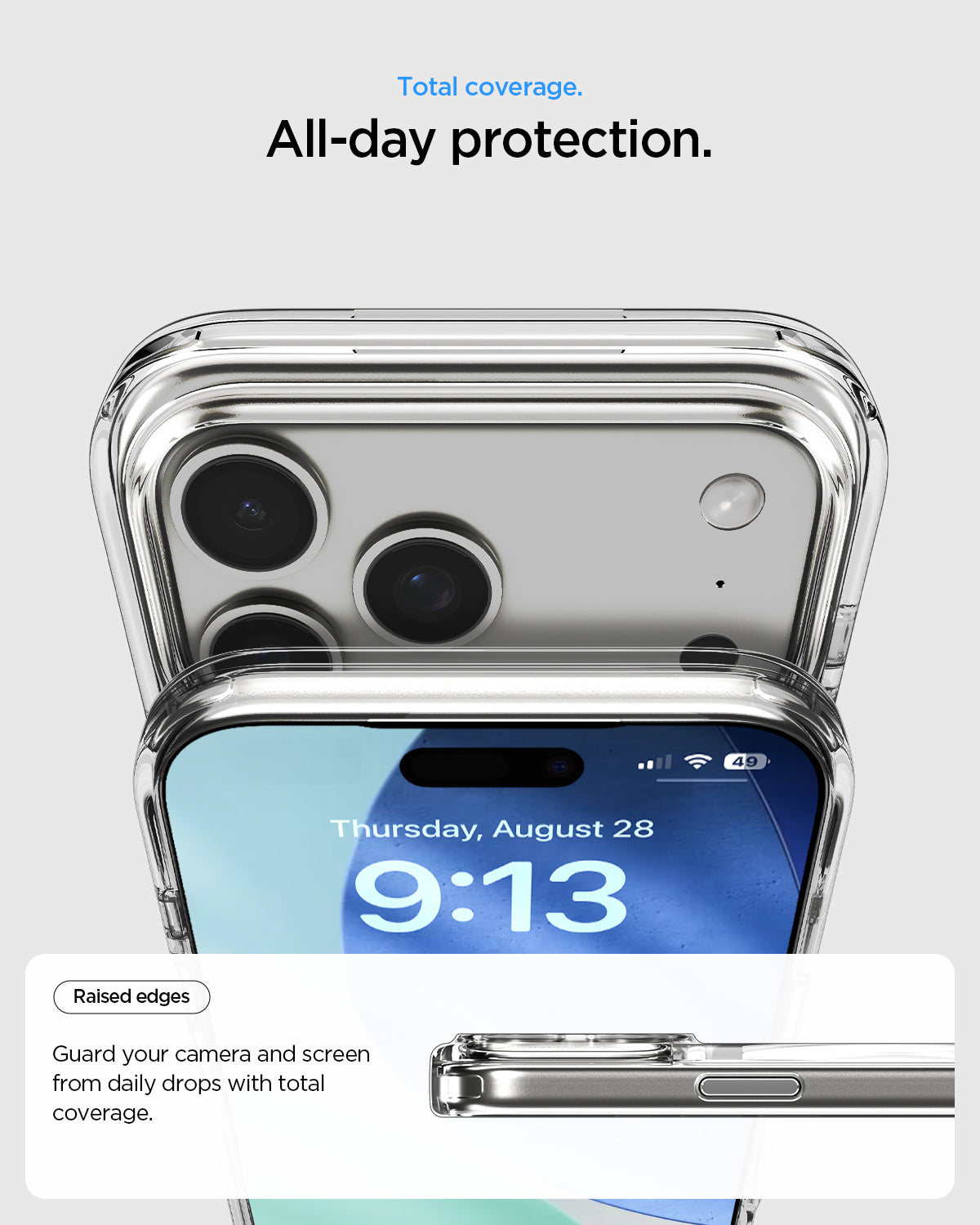 ACS12004 - iPhone 18 Pro Max / iPhone 17 Pro Max Slim Armor Essential S (Mag Fit) showing raised edges around the camera and screen for added everyday protection.
