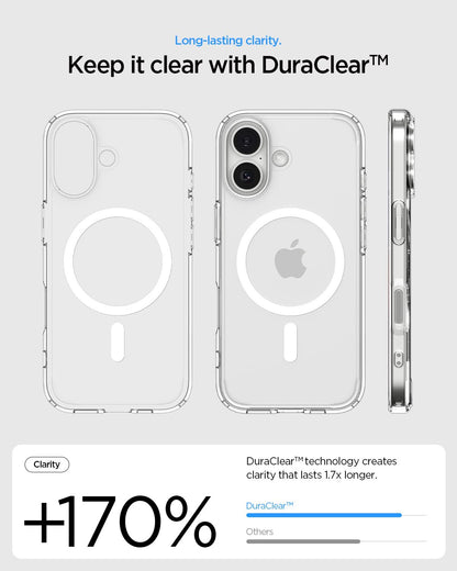 ACS10082 - iPhone 17 Ultra Hybrid (MagFit) in Clear White showing long lasting clarity. keep it clear with duraclear.