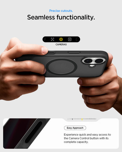 ACS10085 - iPhone 17 Ultra Hybrid (MagFit) in Frost Black showing precise cutouts. seamless functionality. easy approach. experience quick and easy access to the camera control button with its complete capacity.