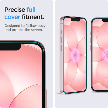 AGL03386 - iPhone 17e Series - EZ Fit GLAS.tR | Sensor Protected showing precise full cover fitment. Designed to fit flawlessly and protect the screen.