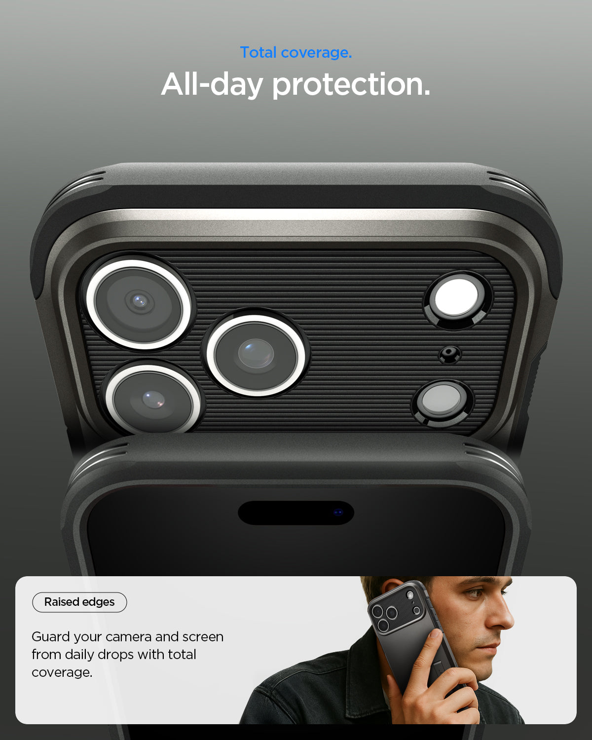 ACS09898 - iPhone 17 Pro Max Case Tough Armor T AI (MagFit) in gunmetal showing total coverage. All day protection