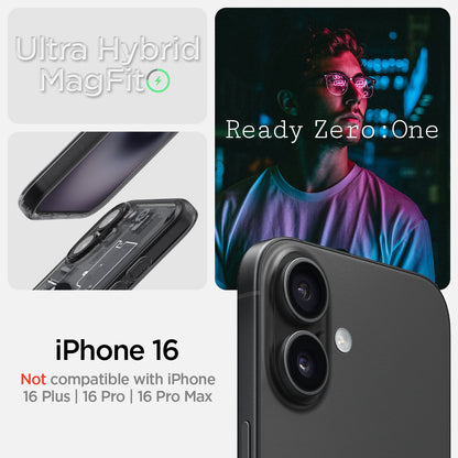 ACS08208 - iPhone 16 Case Ultra Hybrid Zero One (MagFit) in Zero One ultra hybrid magfit. the clear choice. iPhone 16 Plus. Not compatible with iPhone 16, 16pro, 16pro max.