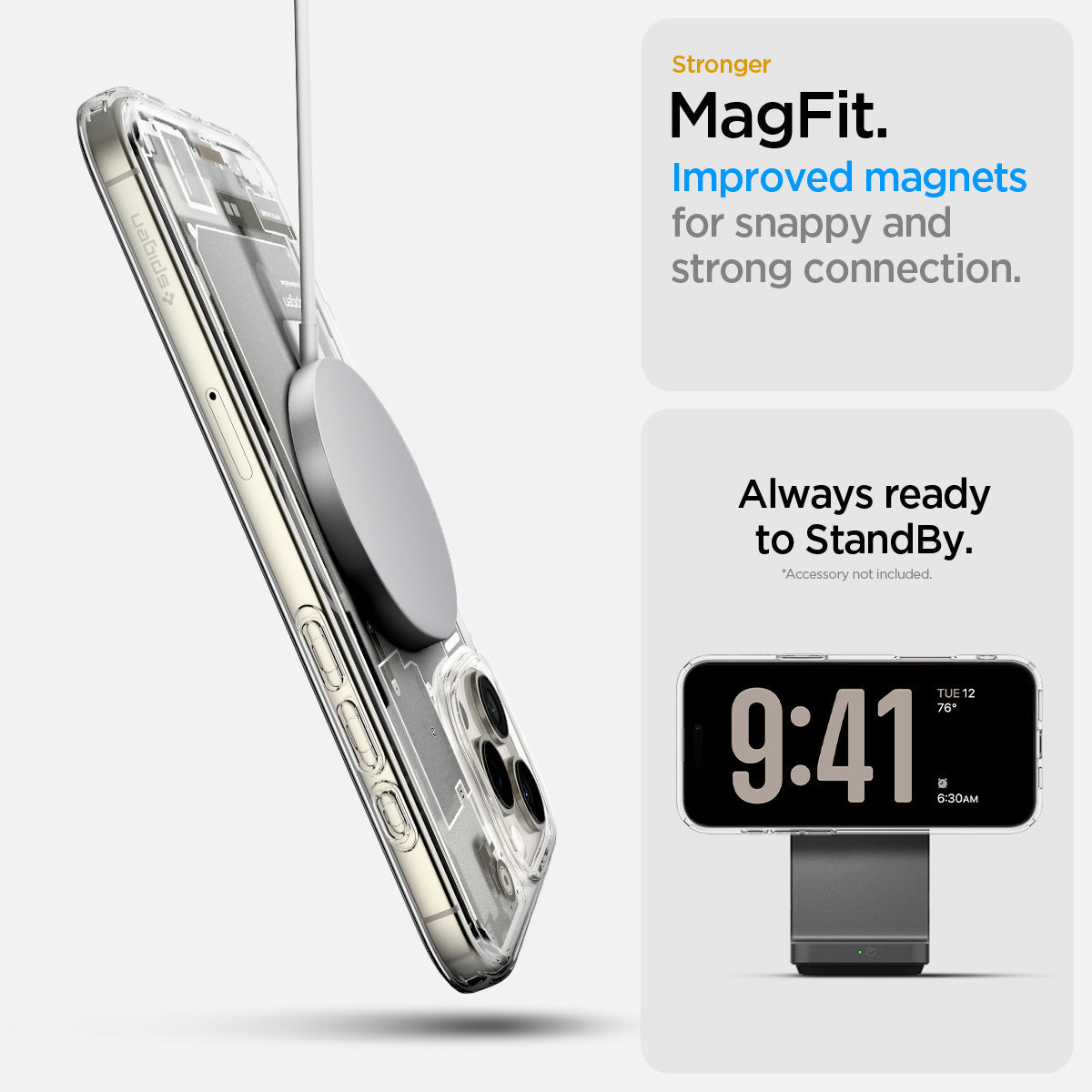 ACS08137 - iPhone 16 Pro Case Ultra Hybrid Zero One (MagFit) in Zero One Natural Titanium stronger magfit. Improved magnets for snappy and strong connection. Always ready to standby.
