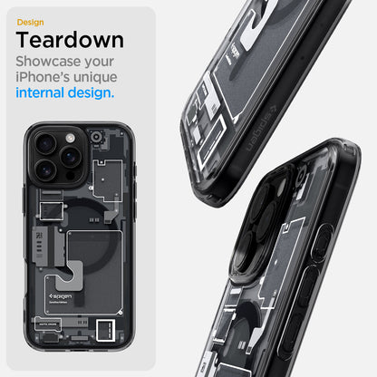 ACS08004 - iPhone 16 Pro Max Case Ultra Hybrid Zero One (MagFit) in Zero One teardown design. showcase your iPhone's unique internal design.