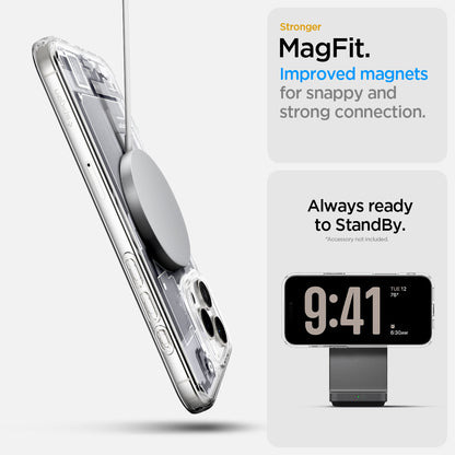 ACS08005 - iPhone 16 Pro Max Case Ultra Hybrid Zero One (MagFit) in Zero One White stronger magfit. Improved magnets for snappy and strong connection. Always ready to standby.