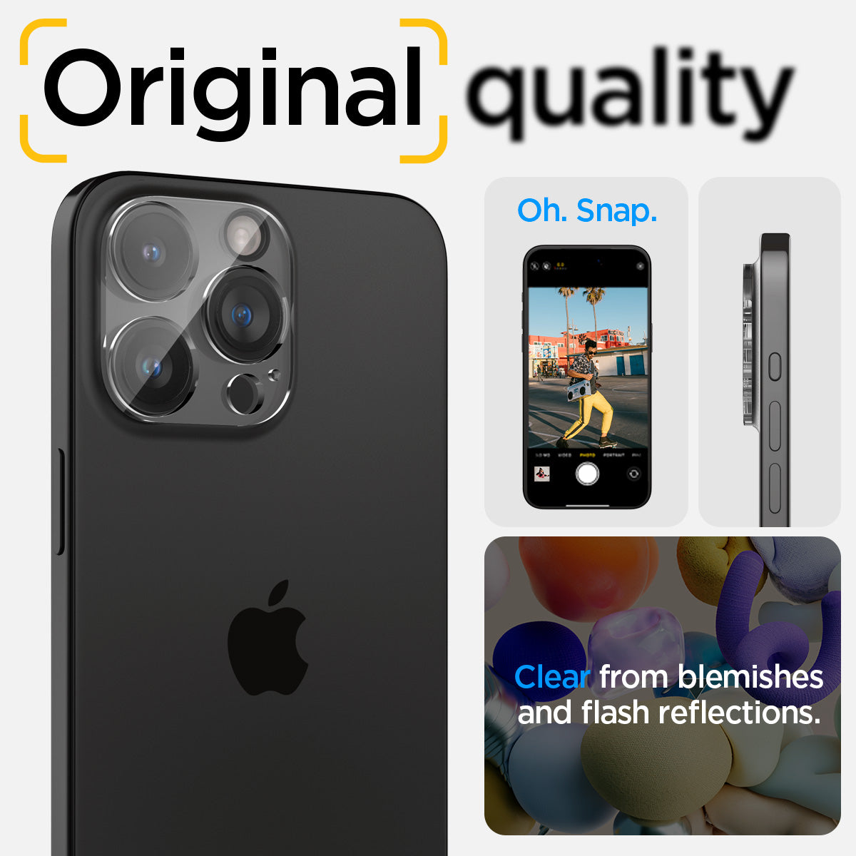 AGL06912 - iPhone 16 Pro / 16 Pro Max Optik Lens Protector in crystal clear original quality. clear from blemishes and flash reflections.