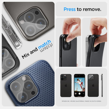 AGL06912 - iPhone 16 Pro / 16 Pro Max Optik Lens Protector in crystal clear mix and match, press to remove.