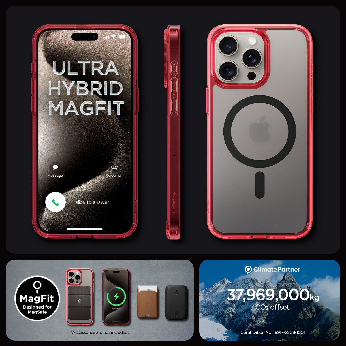 ACS07057 - iPhone 15 Pro Case Ultra Hybrid (MagFit) in frost deep red