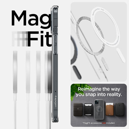 ACS06805 - iPhone 15 Case Ultra Hybrid (MagFit) in carbon fiber showing the Mag Fit