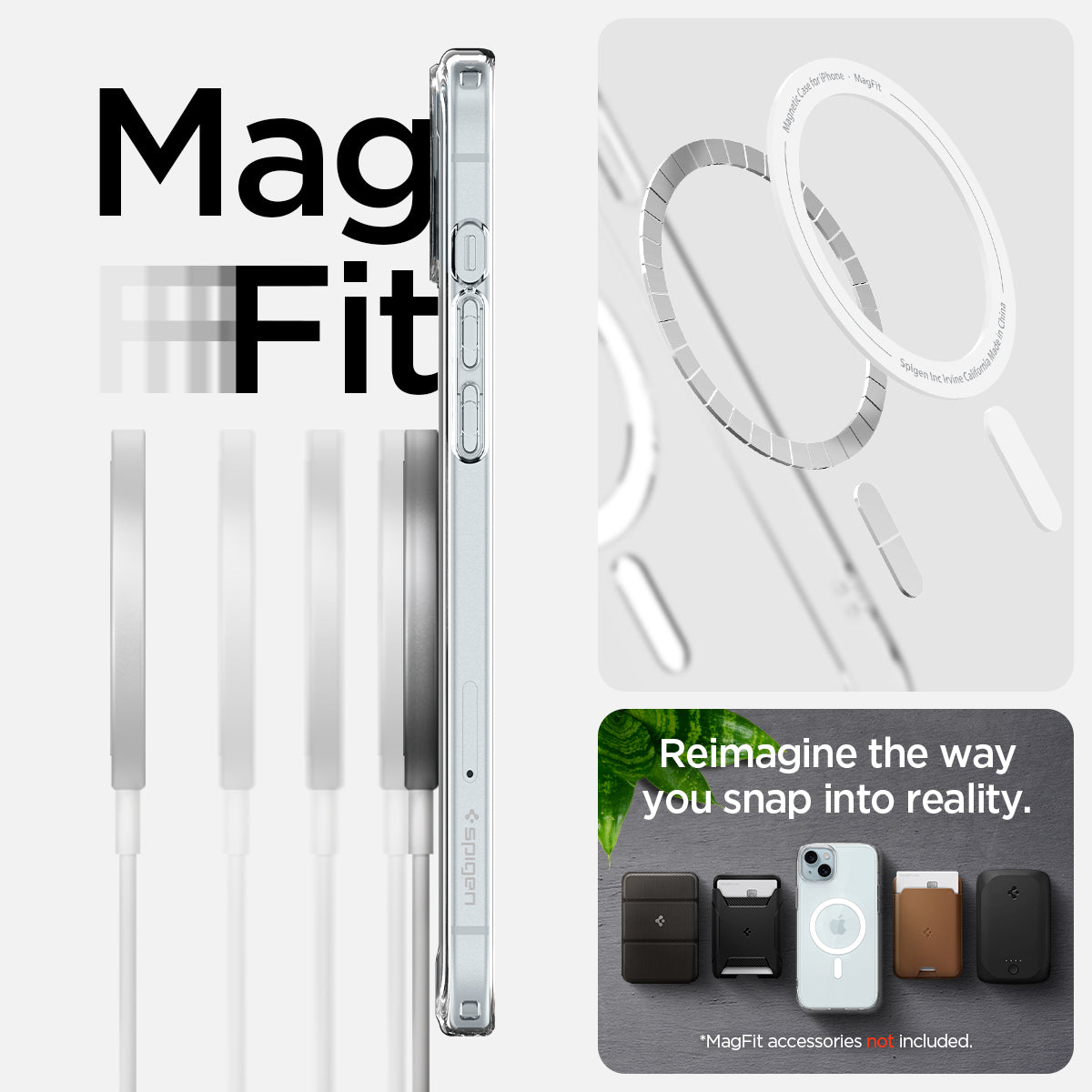 ACS06802 - iPhone 15 Case Ultra Hybrid (MagFit) in white showing the Mag Fit