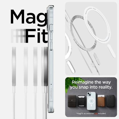 ACS06802 - iPhone 15 Case Ultra Hybrid (MagFit) in white showing the Mag Fit