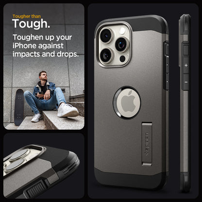 ACS06732 - iPhone 15 Pro Case Tough Armor (MagFit) in gunmetal tougher than tough. toughen up your Phone against impacts and drops.