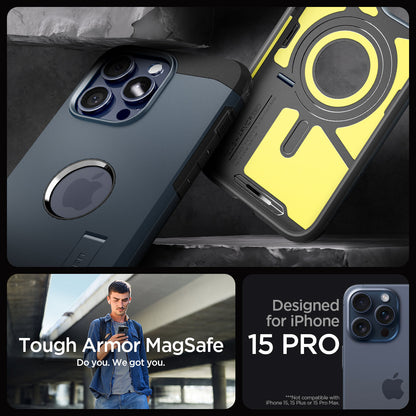 ACS06734 - iPhone 15 Pro Case Tough Armor (MagFit) in metal slate tough armor magsafe. do you. we got you. designed for iPhone 15 pro max.