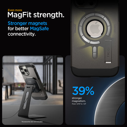 ACS06593 - iPhone 15 Pro Max Case Tough Armor (MagFit) in gunmetal even more magfit strength. stronger magnets for better magsafe connectivity.