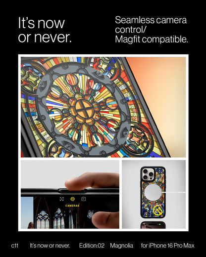 ACS09227 - iPhone 16 Pro Max Case c11 Series Magnolia Edition (MagFit + Camera Control) it's now or never seamless camera control magfit compatible.