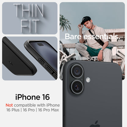 ACS08186 - iPhone 16 Case Thin Fit (MagFit) in Black iPhone 16 plus. Not compatible with iPhone 16, 26 pro, 16 pro max. bare essentials.