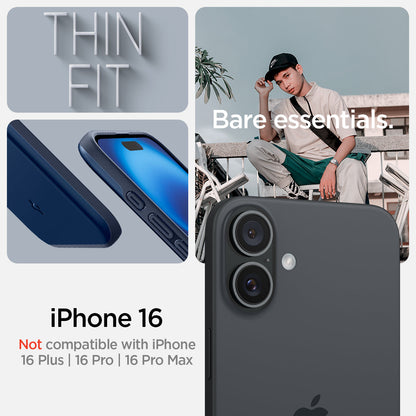 ACS08187 - iPhone 16 Case Thin Fit (MagFit) in Navy Blue iPhone 16 plus. Not compatible with iPhone 16, 26 pro, 16 pro max. bare essentials.