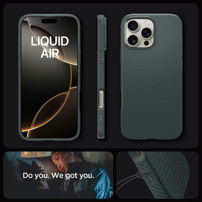 ACS07990 - iPhone 16 Pro Max Case Liquid Air in Abyss Green showing the different angles