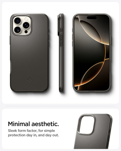 ACS08107 - iPhone 16 Pro Case Thin Fit (MagFit) in Gunmetal minimal aesthetic. Sleek form factor, for simple protection day in, and day out.