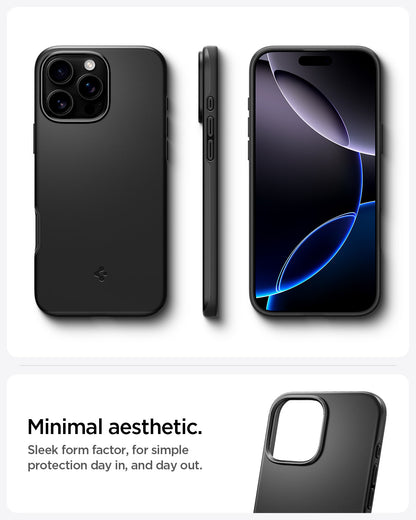 ACS07978 - iPhone 16 Pro Max Case Thin Fit (MagFit) in Black minimal aesthetic. Sleek form factor, for simple protection day in, and day out.