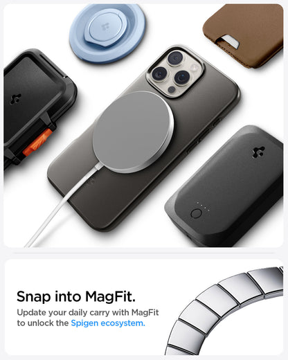 ACS07979 - iPhone 16 Pro Max Case Thin Fit (MagFit) in Gunmetal snap into magfit. update your daily carry with magfit to unlock the spigen ecosystem.
