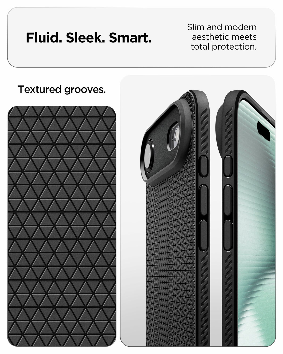 ACS09922 - iPhone 17 Air Liquid Air in Matte Black showing fluid, sleek, smart. slim and modern aesthetic meets total protection.