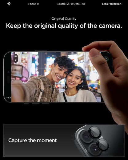 AGL07921 - iPhone 17 Optik Pro EZ Fit Lens Protector showing the original quality. Keep the original quality of the camera and capture the moment
