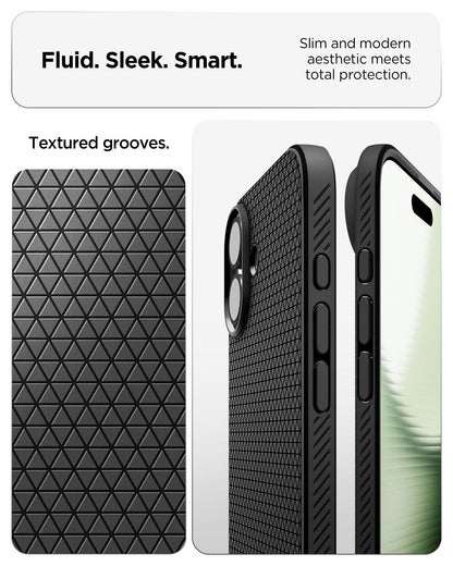 ACS09977 - iPhone 17 Liquid Air in Matte Black showing fluid, sleek, smart. slim and modern aesthetic meets total protection.
