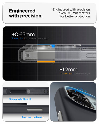 ACS09992 - iPhone 17 Nano Pop (MagFit) in Black Sesame showing the engineered with precision. Engineered with precision, even 0.01mm matters for better protection