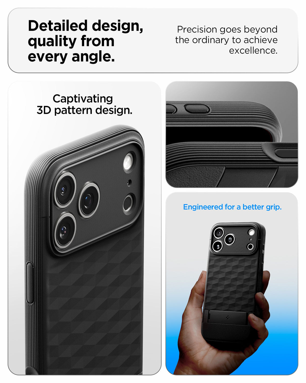 ACS09964 - iPhone 17 Pro Series Case Parallax S (MagFit) in black showing the detailed design, quality from every angle. Precision goes beyond the ordinary to achieve excellence.