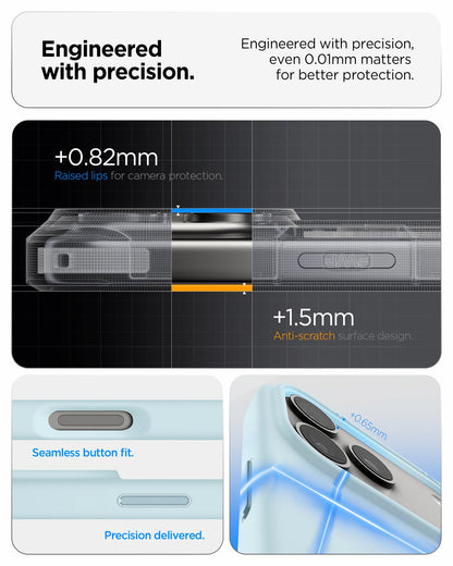 ACS10079 - iPhone 17 Pro Silicone Fit (MagFit) Case in blue showing engineered with precision. Engineered with precision even 0.01mm matters for better protection.