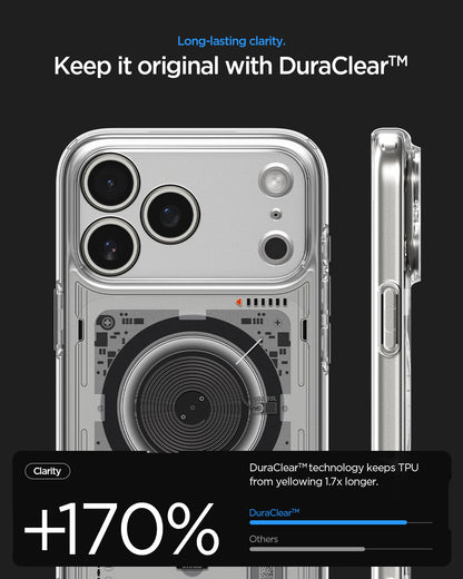 ACS10043 - iPhone 17 Pro Max Ultra Hybrid Neo One (MagFit) showing long-lasting clarity with DuraClear Technology designed to resist yellowing 1.7 times longer