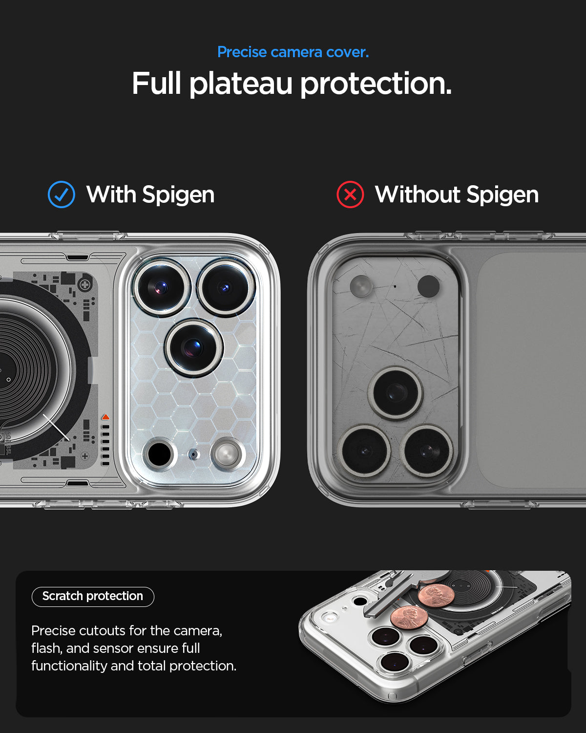 ACS10074 - iPhone 18 Pro / iPhone 17 Pro Ultra Hybrid Neo One (MagFit) showing full camera plateau coverage with precise cutouts for scratch protection and functionality