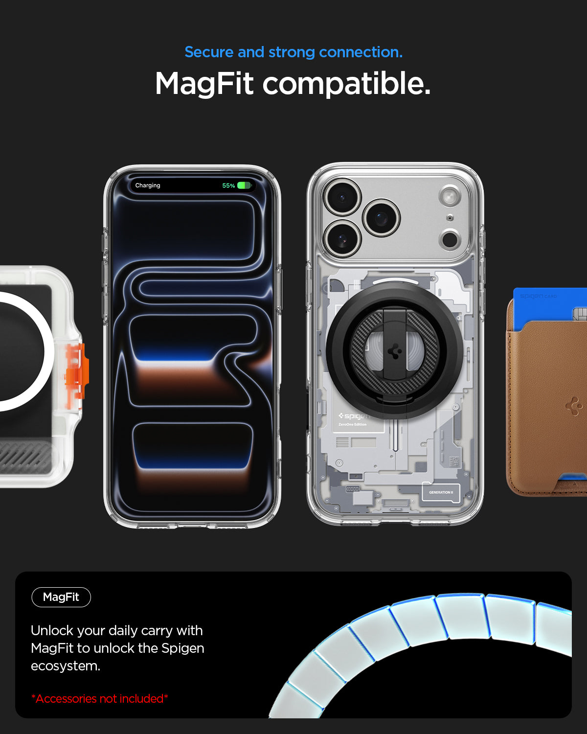 ACS10040 - iPhone 18 Pro Max / iPhone 17 Pro Max Ultra Hybrid Zero One (MagFit) White showing Mag Fit compatibility with magnetic accessories for a secure and strong connection