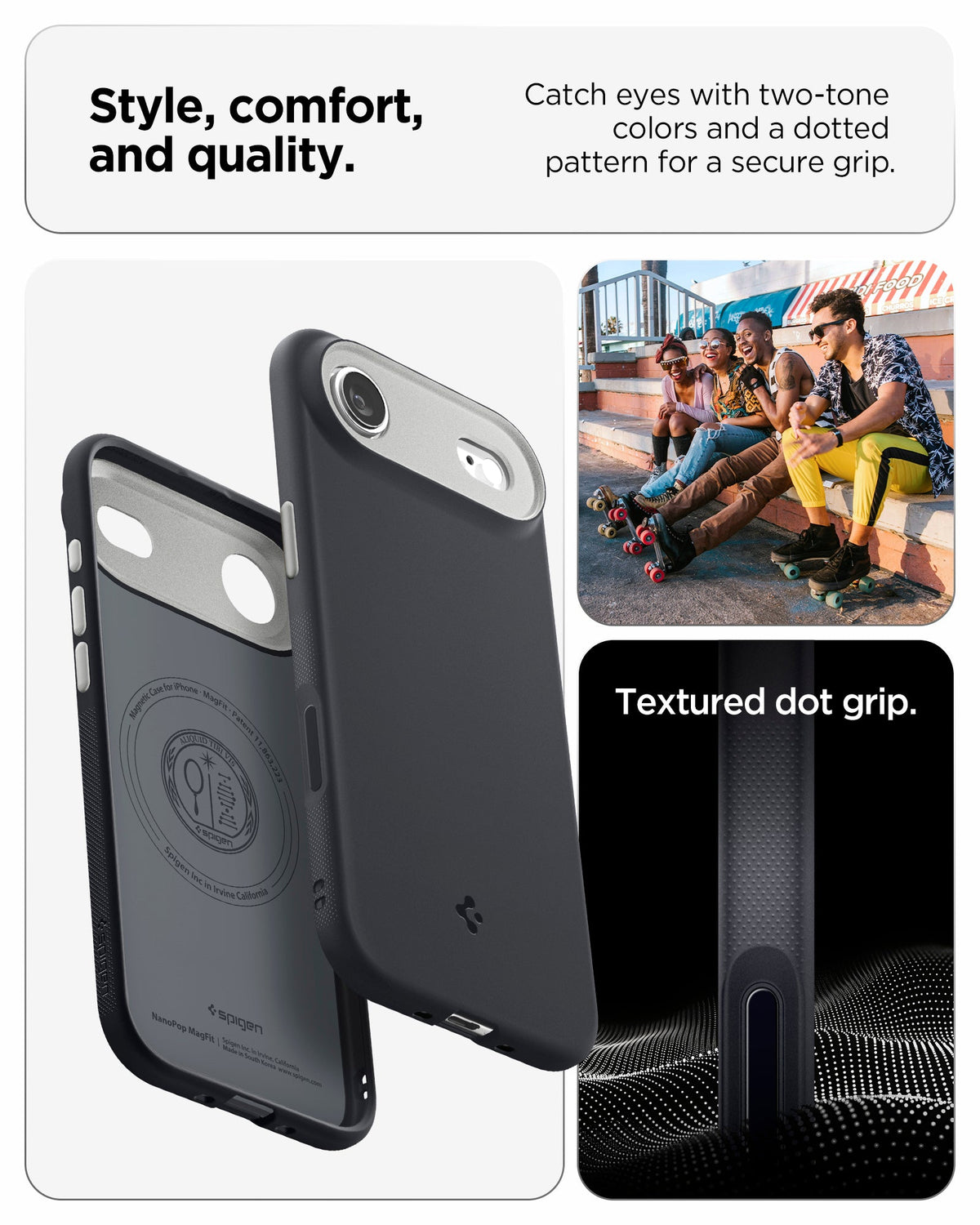 ACS09933 - iPhone 17 Air Case Nano Pop (MagFit) showing the style, comfort and quality. Catch eyes with two-tone colors and a dotted pattern for a secure grip