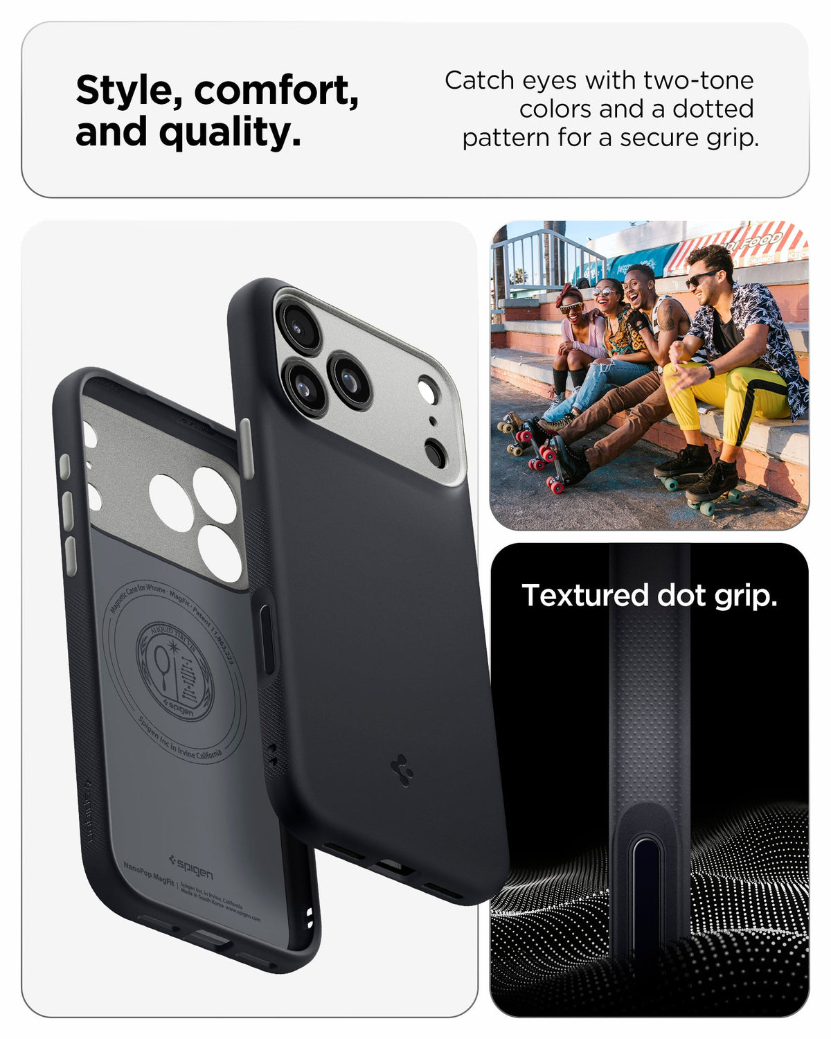 ACS09968 - iPhone 17 Pro Case Nano Pop (MagFit) showing the style, comfort and quality. Catch eyes with two-tone colors and a dotted pattern for a secure grip