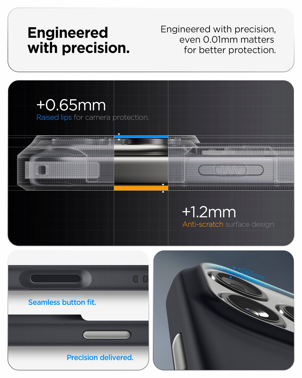 ACS09968 - iPhone 17 Pro Case Nano Pop (MagFit) showing the engineered with precision. Engineered with precision, even 0.01mm matters for better protection