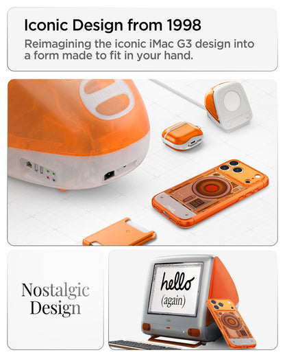 ACS11755 - iPhone 18 Pro Max / iPhone 17 Pro Max Ultra Hybrid C-One (Mag Fit) Tangerine showing a nostalgic translucent design inspired by iconic late-1990s aesthetics