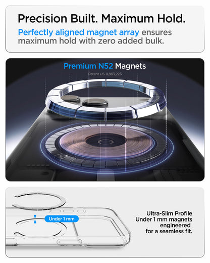 ACS11925 - iPhone 18 Pro / iPhone 17 Pro Crystal Flex (Mag Fit) showing precisely aligned N52 magnets with an ultra-slim profile for a strong, seamless hold.
